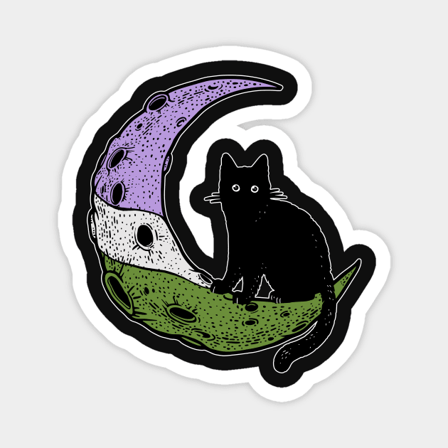 Genderqueer Cat Moon Magnet by Psitta