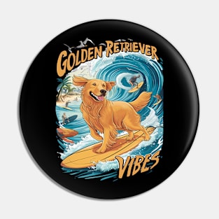 Golden Retriever Surfing Paradise Pin