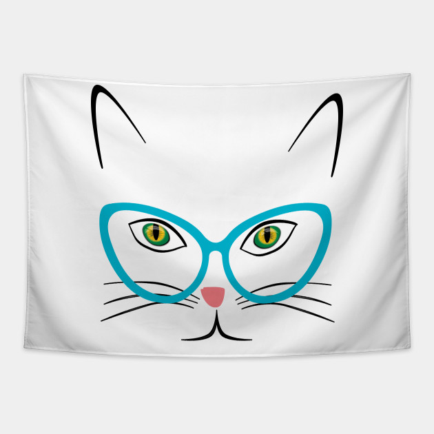 Cute Cat Wearing Glasses Cat Wearing Glasses Tapestry Teepublic
