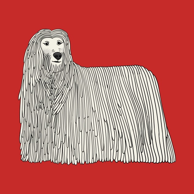 Komondor dog cartoon illustration by Cartoons of fun