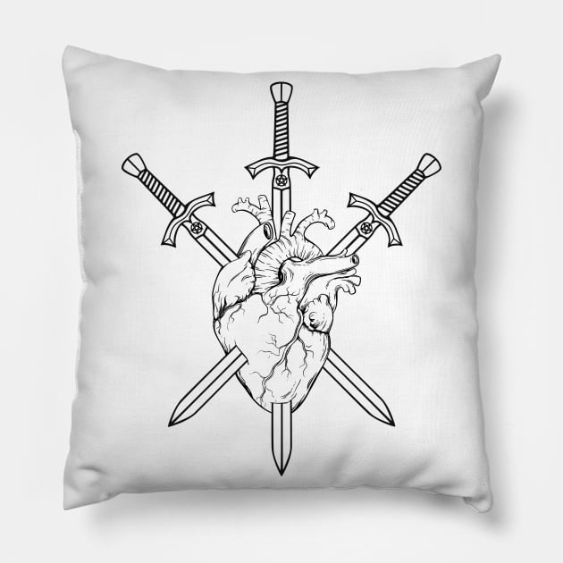 Three of Swords Pillow by RavenWake