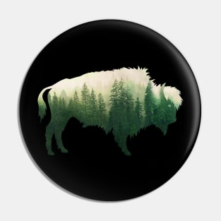 Dramabite Preserve protect double exposure bison buffalo wild animal Pin