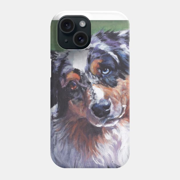 Australian Shepherd Fine Art Painting Phone Case by LASHEPARD