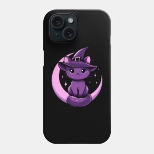 witch cat - purple cat witch Phone Case