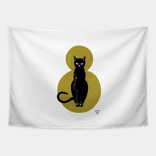 Gold Black Cat Tapestry by tristan.r.rosenkreutz