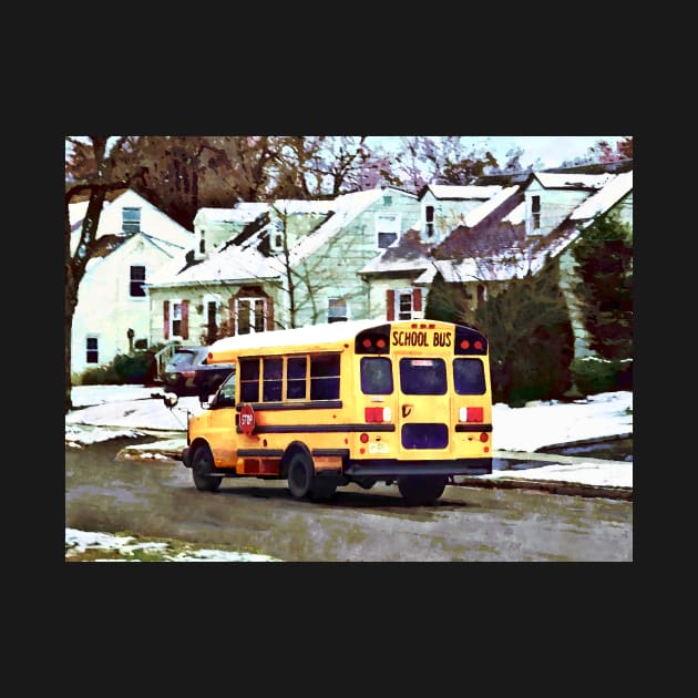 School Bus Driving Home in Winter by SusanSavad