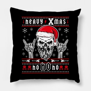 HEAVY METAL CHRISTMAS UGLY SWEATER - Deathmetal, Grunge, Headbanger, Headbanging, Rock Christmas Gift Black Metal METALHEAD! Pillow