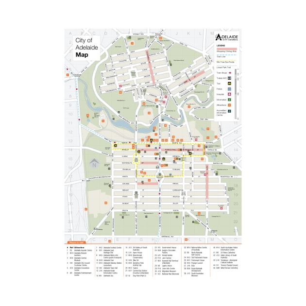 Adelaide - Australia - City Center Map - HD by Superfunky