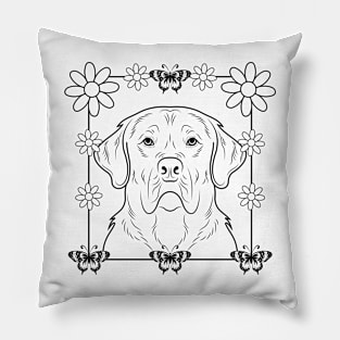 Old Dog And Flower Pillow