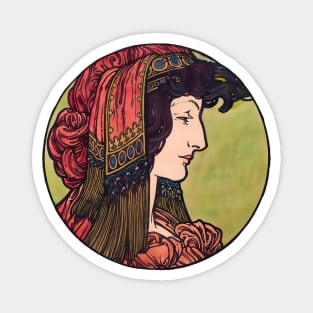 Woman Bust Art Nouveau colorful vintage Magnet