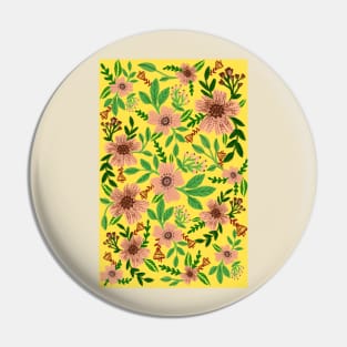 Yellow and peach colored flower pattern Pin