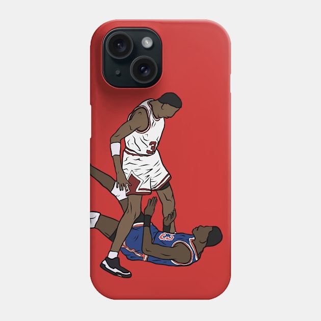 Scottie Pippen Standing Over Patrick Ewing Phone Case by rattraptees