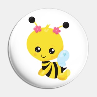 Cute Bee, Little Bee, Honey Bee, Flowers Pin