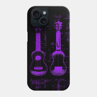 Neon Purple Ukulele Da Vinci Blueprint Phone Case