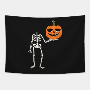 Pumpkin Skeleton Halloween Tapestry