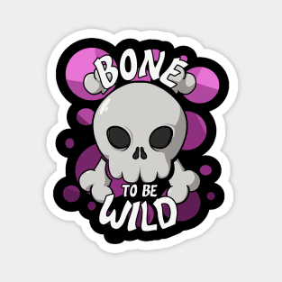 Bone to be wild skull (pink bubbles) Magnet