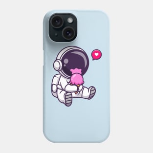 Cute Astronaut Eating Ice Cream Cartoon Phone Case