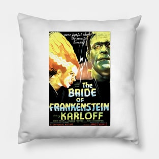 The Bride Of The Frankenstein Hollywood Horror B Movie Vintage Pillow