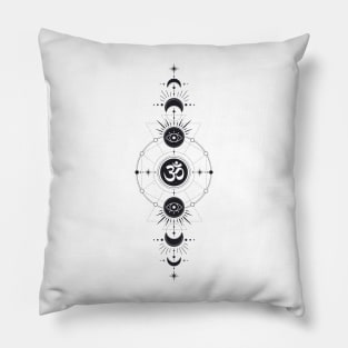 Om Symbol Moon Phases Pillow