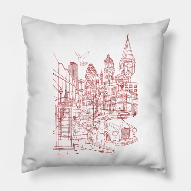 London! (Red) Pillow by davidbushell82