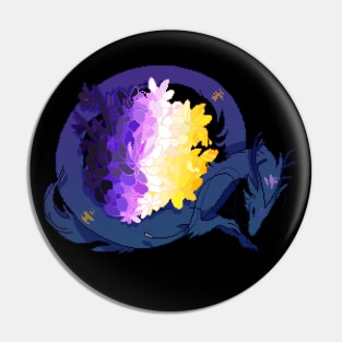 Nonbinary Pride Flag Flower Dragon Pin