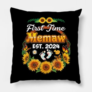 Est 2024 First Time Memaw New Mom Baby Sunflower Pillow