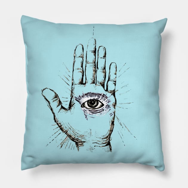 Hand with an Eye - 1 Pillow by FanitsaArt