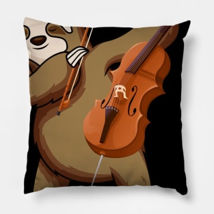 Vintage Retro Sloth Player Love Violin Musical instrument Pillow