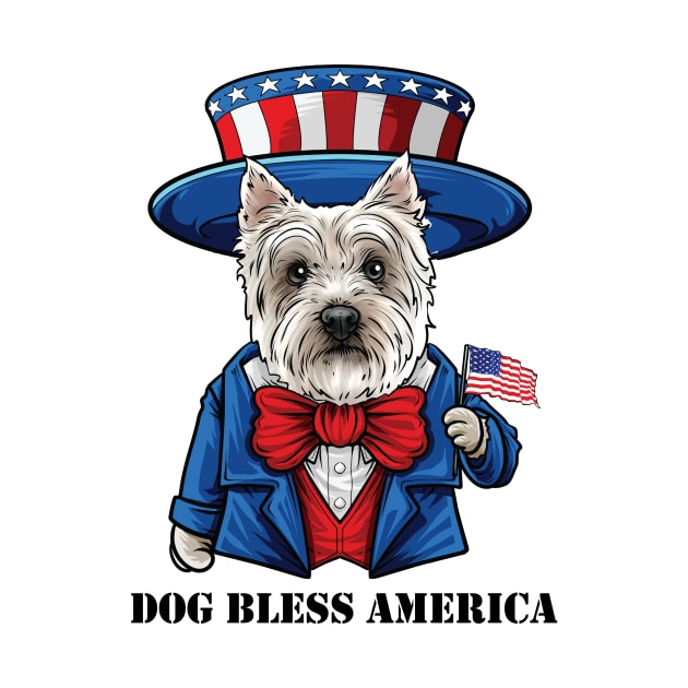 Westie Dog Bless America by whyitsme