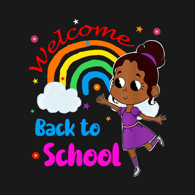 Little Melanin Princess Welcome Back To School Rainbow Girl by justiceberate