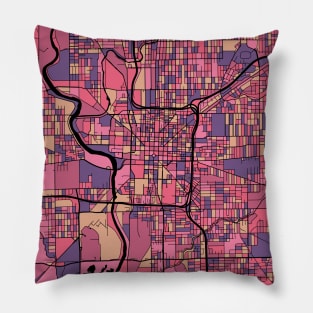 Indianapolis Map Pattern in Purple & Pink Pillow