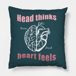 Half brain half heart,  reason and feeling total white Pillow