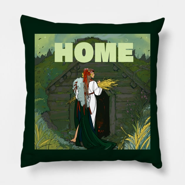 Slavic Girl Slav Folklore Nostalgia Pillow by Jay Spotting