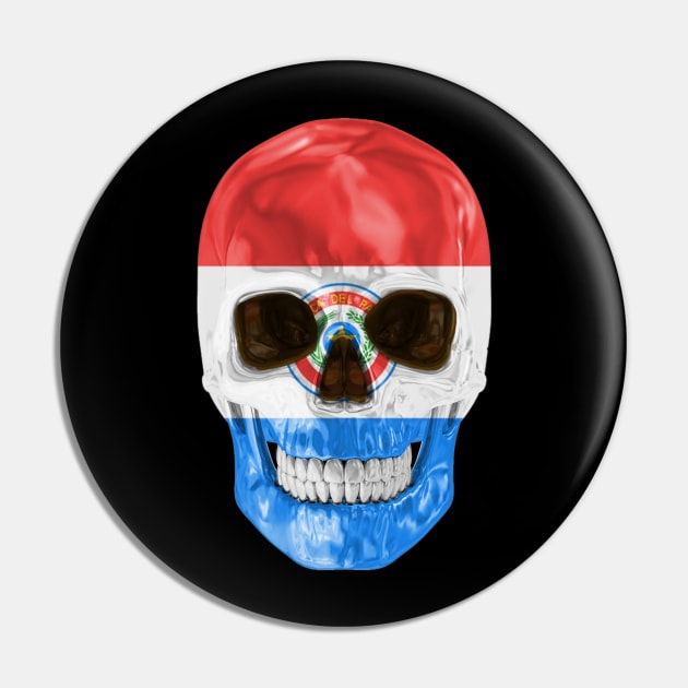 Paraguay Flag Skull - Gift for Paraguayan With Roots From Paraguay Pin by Country Flags