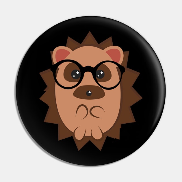 Cute Hedgehog with Glasses Pin by nZDesign