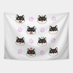 Chibi Shiba Black & Tan Tapestry