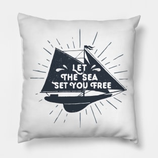 Let The Sea Set You Free, Black Design Pillow