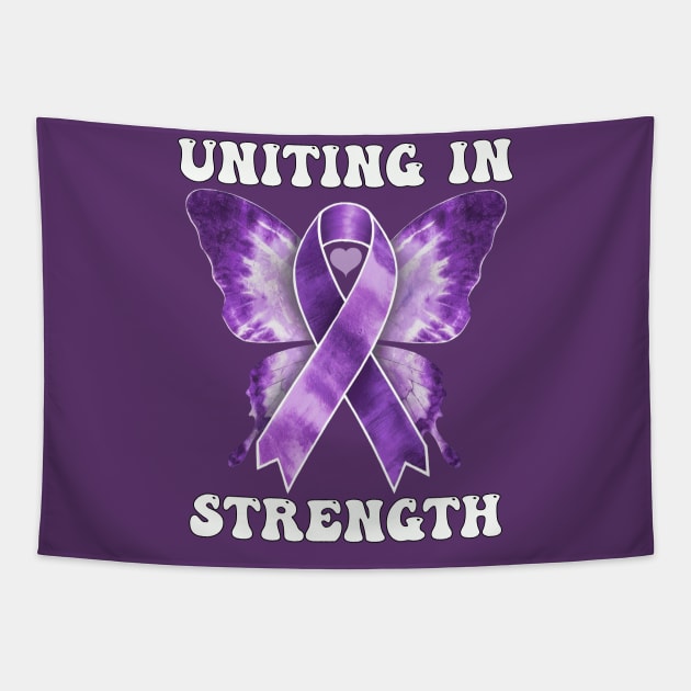 Purple Ribbon Tie Dye Butterfly Lupus Awareness Tapestry by tamdevo1