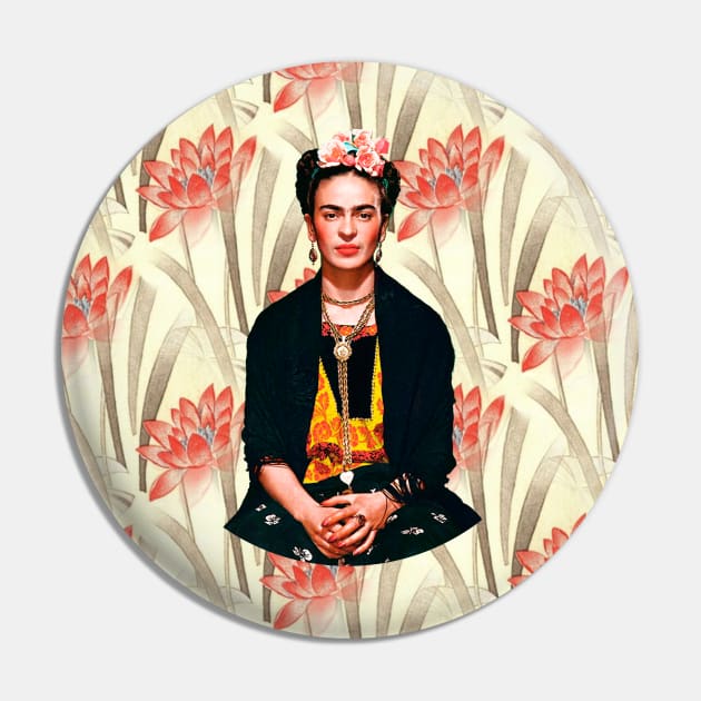 Frida Kahlo - Feminist Lotus Flower Pin by François Belchior