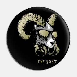 The Goat Bling Cool and Funny Music Animal with Headphones and Sunglasses Pin