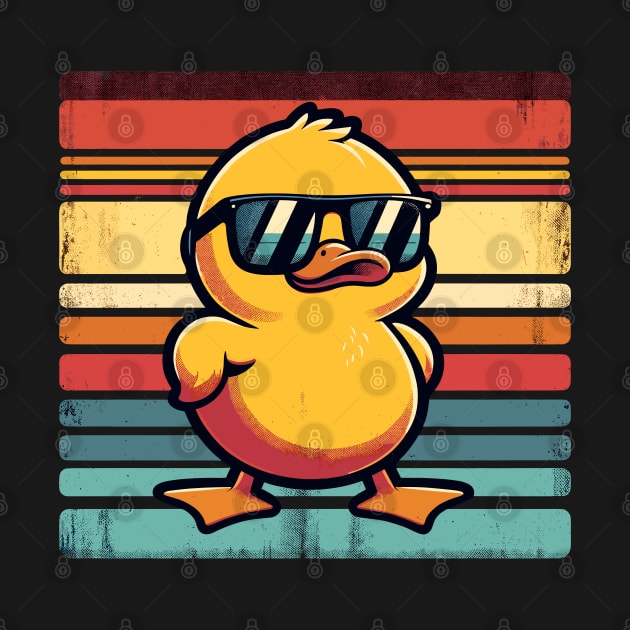 Cool Retro Yellow Duck in Sunglasses 70s 80s 90s Funny Duck by KsuAnn