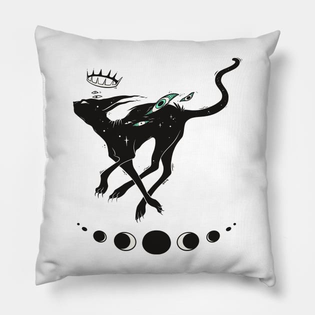 Cute Black Cat Running Pillow by cellsdividing