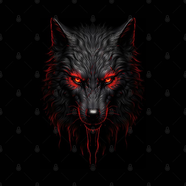 Wolf In Red and Black: Majestic Animals In Striking Colors by Whimsical Animals