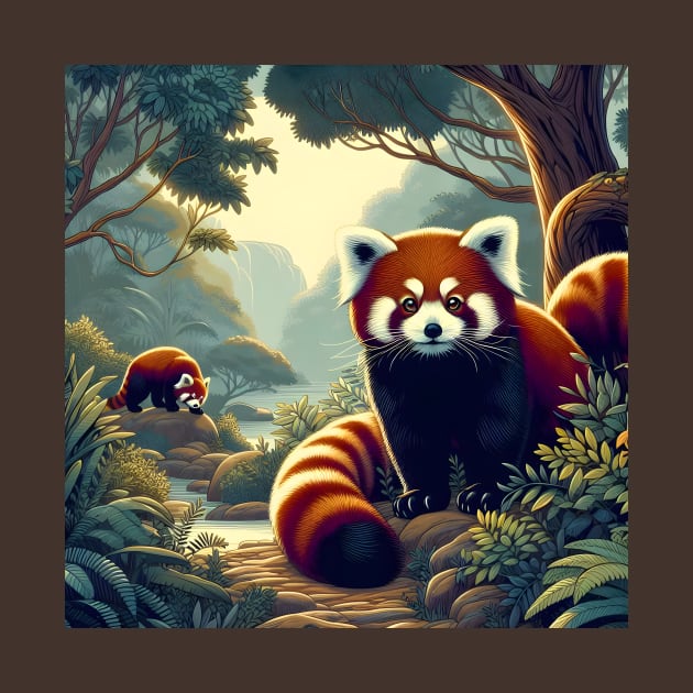 Red Panda Bears T-Shirt Hoodie Wall art Mug etc. by ArtfulDupsy