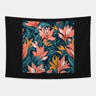 Bright Pink Seamless Floral Pattern Tapestry