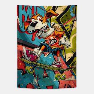 Skateboard Punk Rock Dog Tapestry