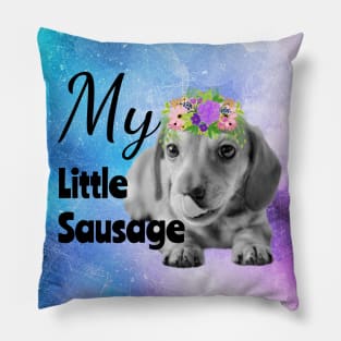 My Little Sausage Dachshund Puppy Distressed Watercolour Pillow