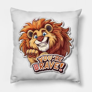 Brave Lion Cartoon Sticker Pillow