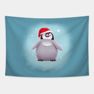 Santa Emperor Penguin Chick (Background) Tapestry