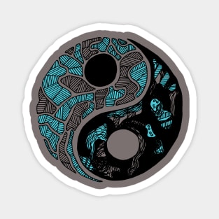 Blue Grey Abstract Yin Yang Magnet